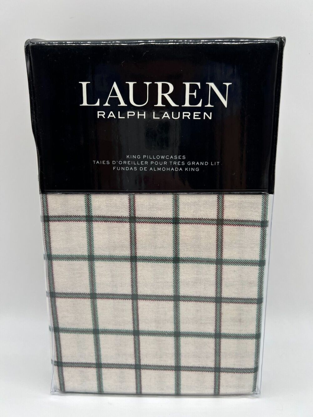 Lauren Ralph Lauren Flannel 2 King Pillowcases Millerton Plaid RDGRNMU NEW,